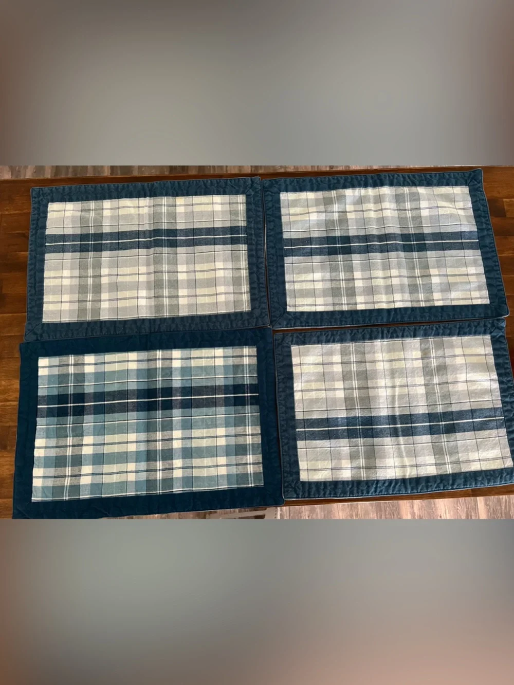 Cottagecore Blue Plaid Placemats, Set of 4